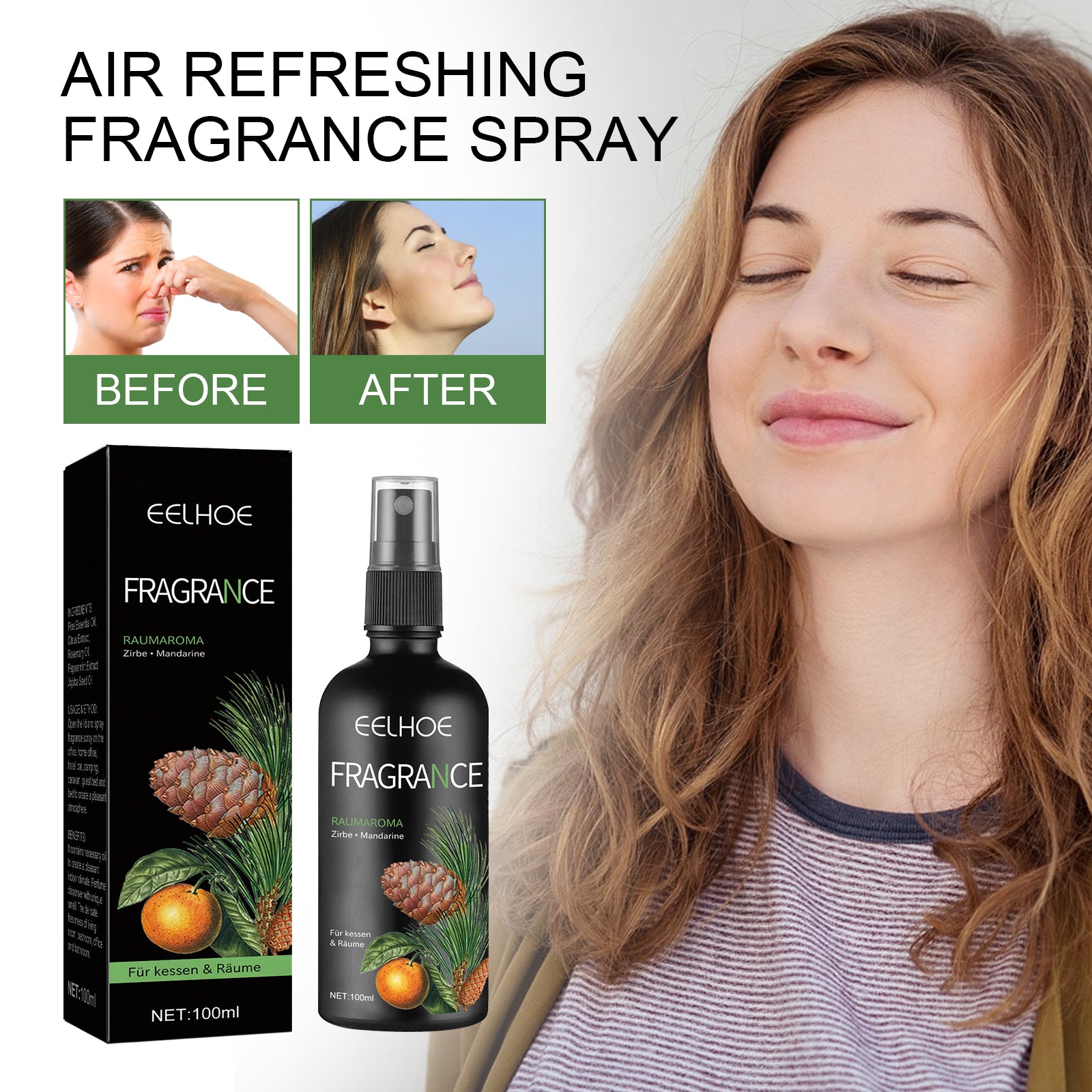 EELHOE Air Freshener Fragrance Spray Indoor Bedroom Long-lasting Fragrance Toilet Car Deodorant Freshener