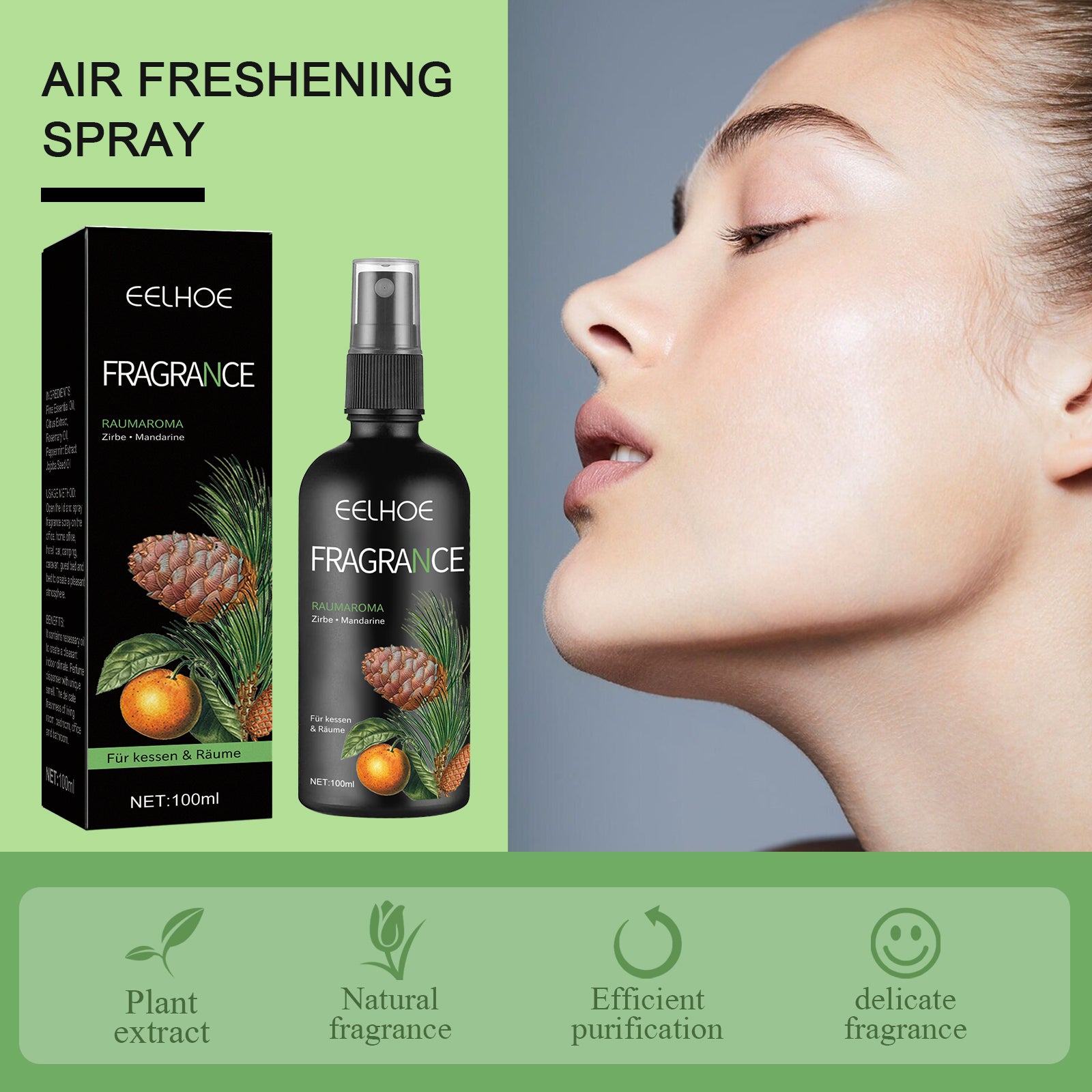 EELHOE Air Freshener Fragrance Spray Indoor Bedroom Long-lasting Fragrance Toilet Car Deodorant Freshener